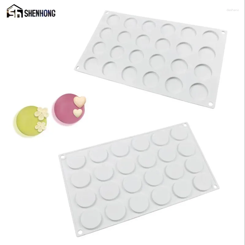 Bakvormen shenhong 24 holes rond cake mal voor dessert kunst mousse siliconen decoratine vorm silikonowe moule gebak chocoladepan