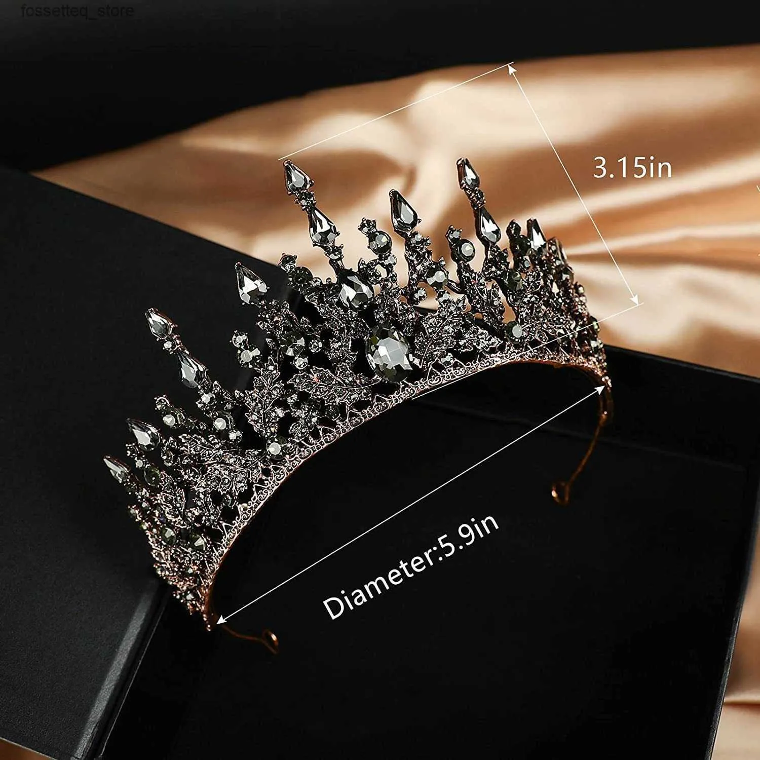 Düğün Saç Takıları Düğün Saç Takı Taçları Kadınlar İçin Siyah Gotik Kızlar Vintage Barok Kraliçe Tiara Pageant Prom Başlıkları 230909 L240402