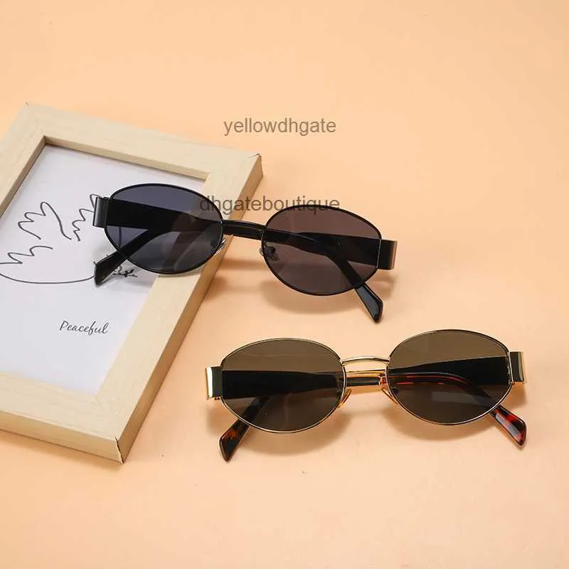 Lunettes de soleil à cadre ovale en métal pour femmes Nouvelles lunettes de soleil de la Sensation haut de gamme américaine Internet