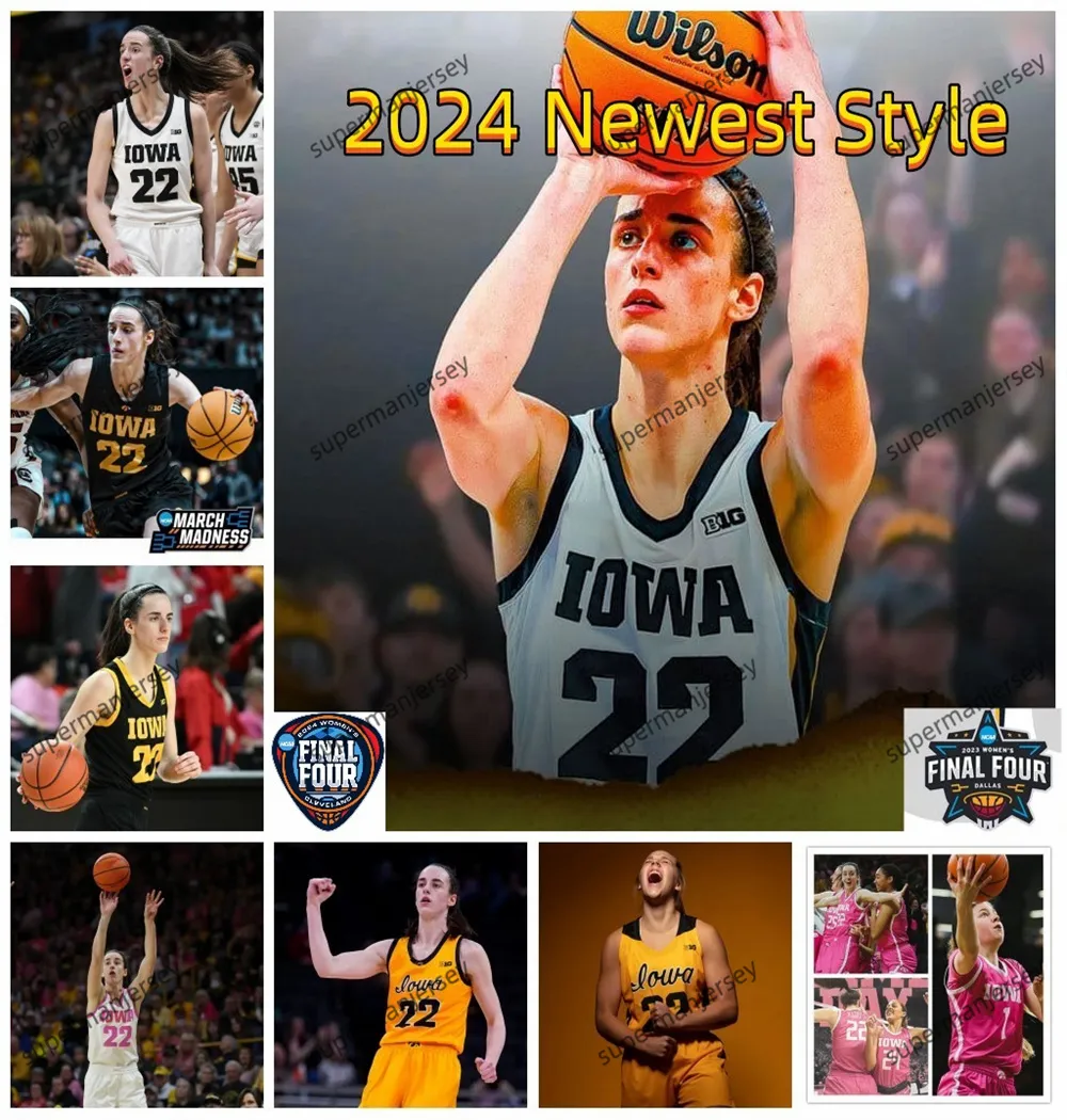 22 Caitlin Clark Jersey Iowa Hawkeyes Women College Basketball Maglie Black White Yellow