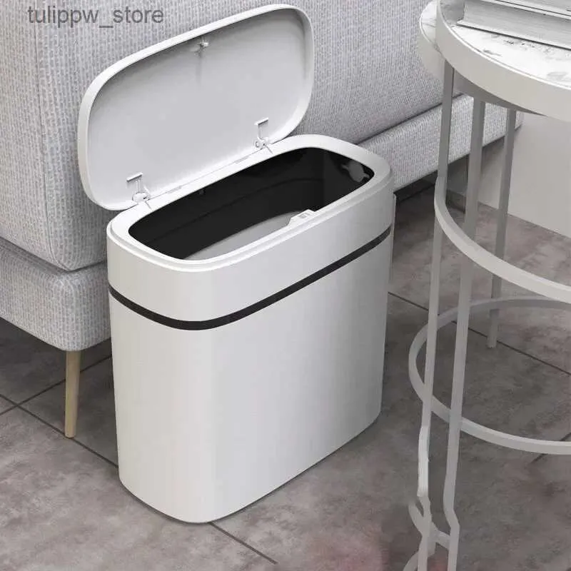 Waste Bins 14L Push-type Trash Can Bathroom Trash Can Household Waterproof Narrow Cleaning Storage Box Kitchen Trash Can Paper Basket L46