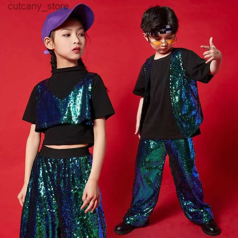 DHgate.com:Kids Hip Hop Dance Costume Set - Green Sequin Crop Top, Shiny  Pants \u0026 Vest Jacket:Baby, Kids \u0026 Maternity