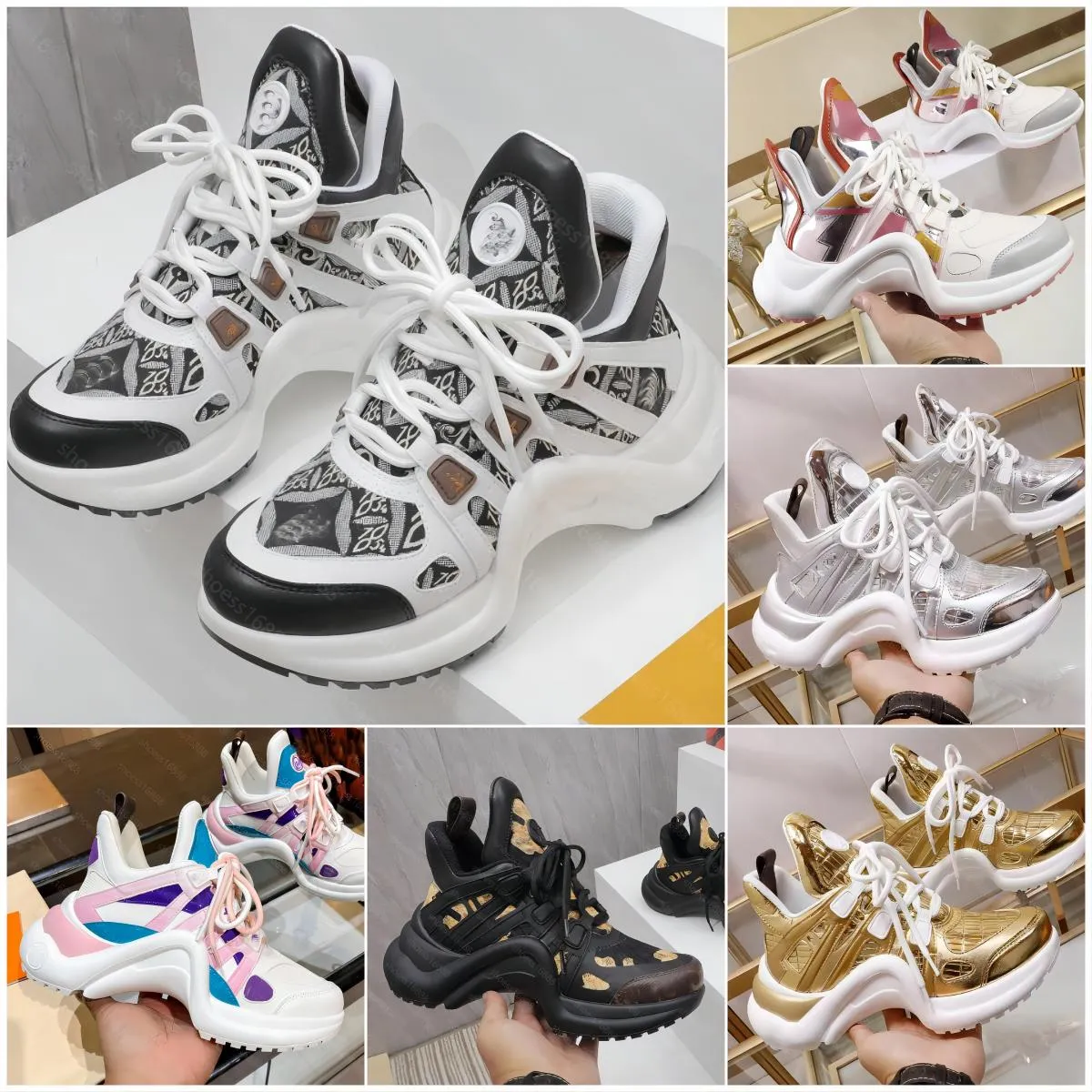 Designer Sneakers Archlight Women wygodne buty swobodne buty wysokiej jakości łuk nagie łydki platforma elewacja Kobiety czarne białe trampki