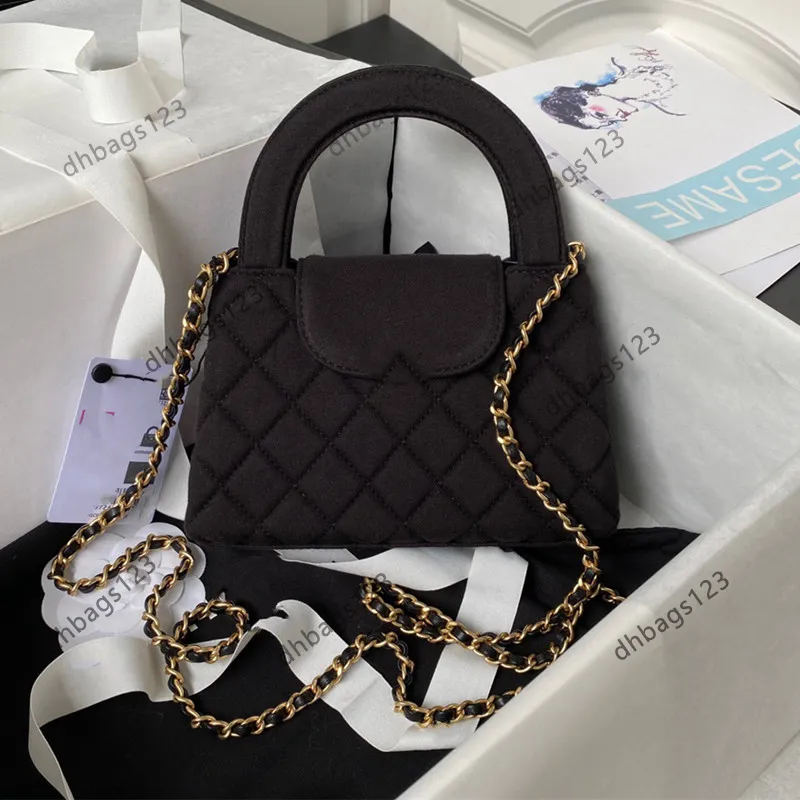 Bolsas de ombro de moda de qualidade de espelho 10A 23K Nano Bag Mini Compras Bolsa Mulher Bolsa 19cm Diamante Lattice Calfskin Crossbody Luxury Chain Bag Designer com Caixa C144