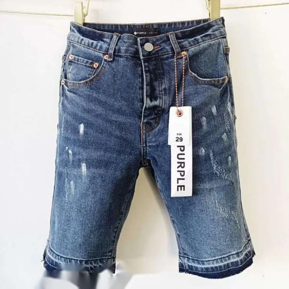 Lila jeans designer korta män korta lila märke jeans raka hål avslappnad sommarnatt klubb blå kvinnors shorts stil lyx patch samma stil 967