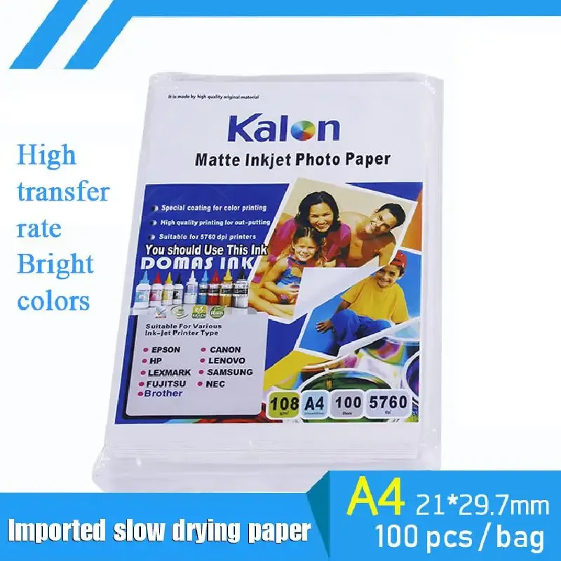 Paper 100 Pcs A4 Slow Drying Type Sublimation Transfer Paper 100g Digital Printing Inkjet Printing Noncotton Heat Transfer Paper