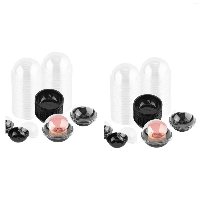 Enveloppe-cadeau 100 pack Clear Plastic Mini Cupcake Container Individual Packaging Trew Boîtes avec couvercles de dôme pour macaron à muffins