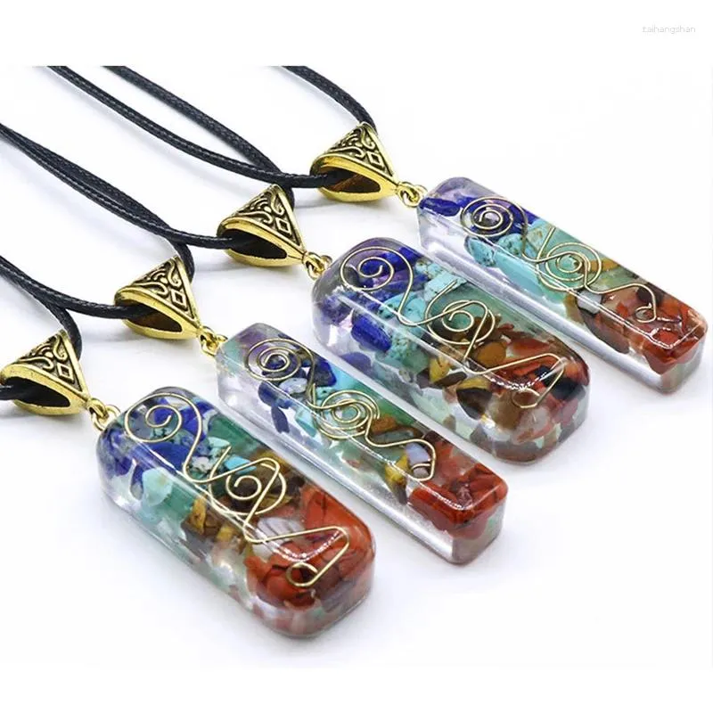 Подвесные ожерелья красочное гравийное ожерелье натуральное камень смола подвески чакра заживление Chip Crystal Agate Charms для изготовления ювелирных изделий