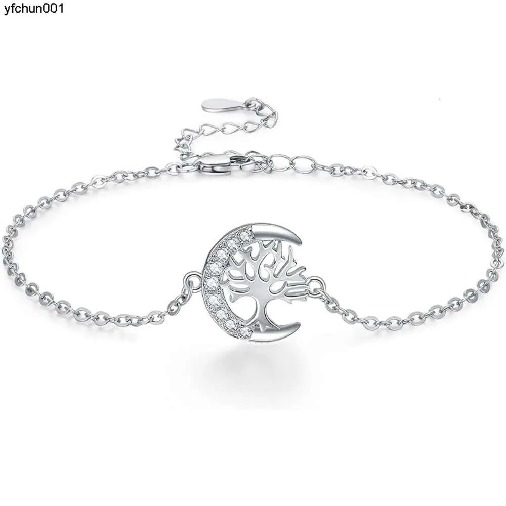 S925 Silver Moon Bracelet Life Tree en forme de victoire en forme C