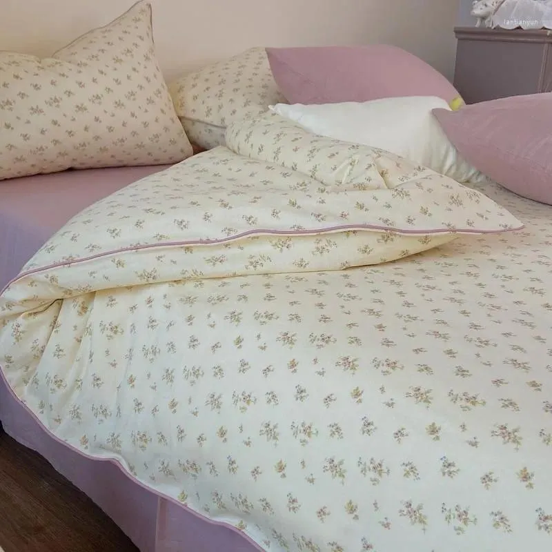 Sängkläder sätter 1000tc egyptisk bomull ljus färsk designad blommor mönstrad täcke täcker super mjuk bekväm lakan kuddar king