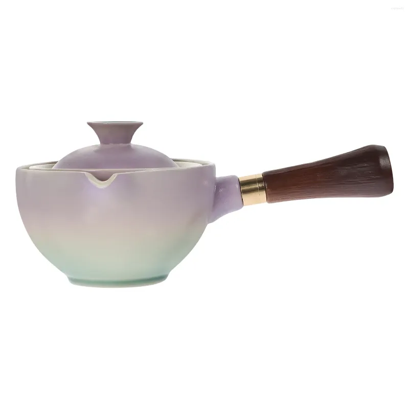 Dinnerware Sets Portable Kettle Rotating Teapot Side Handle Ceramic Heating Maker Rotatory Purple Travel