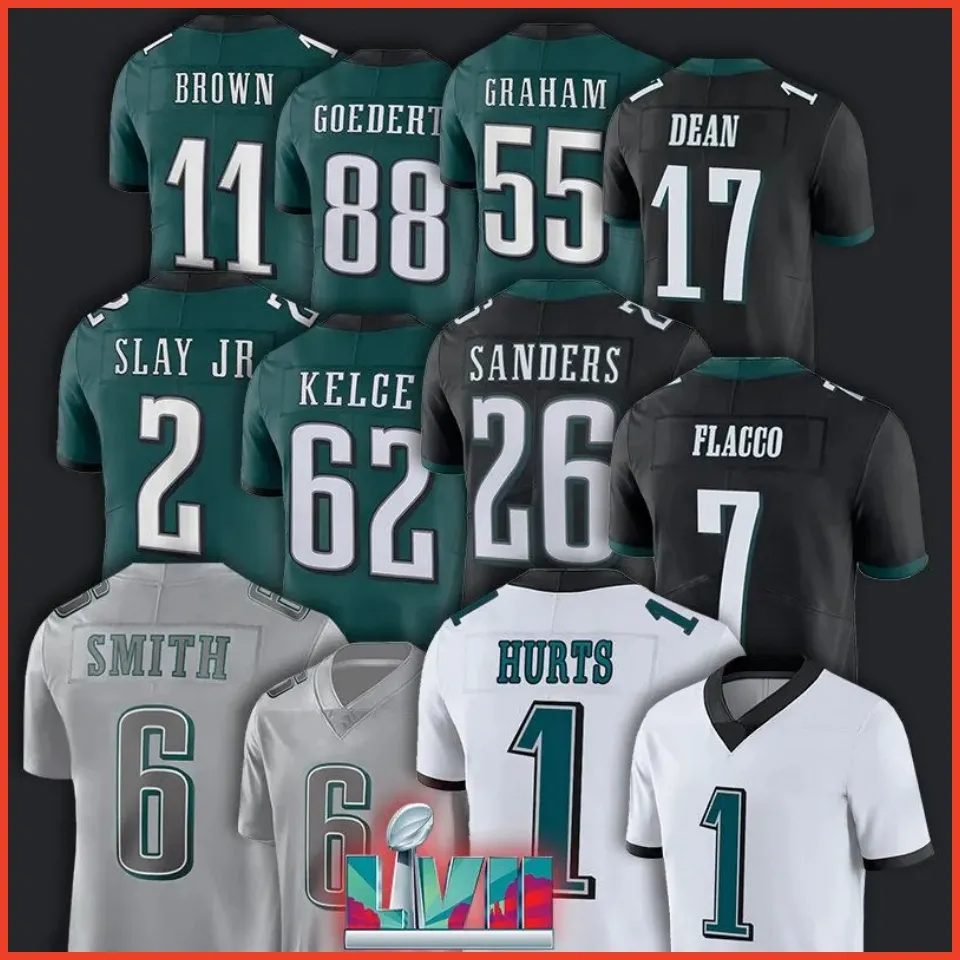 Jalen Hurts 1 Davis Football Jerseys Supers Bowl II A.J.Brown Miles Sanders Devonta Smith Jason Kelce Haason Reddick Hombres Mujeres Jóvenes