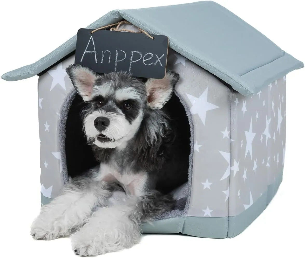 Dog House Indoor, Inside Dog House with Removable Cushion, Enclosed Warm Cat Dog Bed House for Small Dogs and Cats,Gray