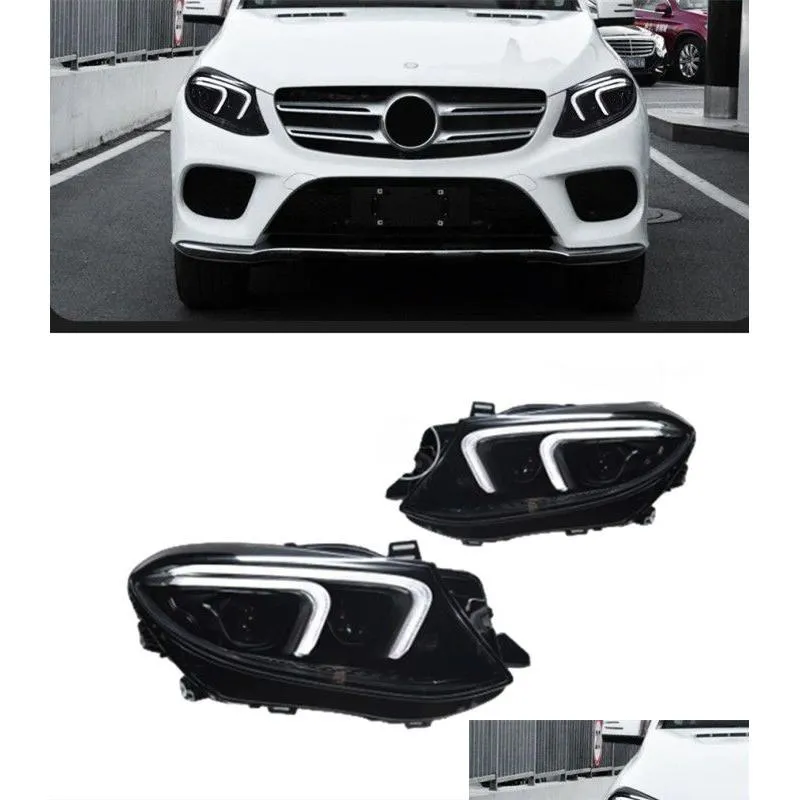 Assemblage d'éclairage des voitures Lights pour Benz Gle W166 Class Stahelights 20 15-20 19 LED phares Animation de signal dynamique DRL Matrix Drop D Ottaa