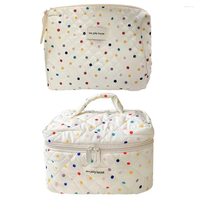 Sacs de cosmétiques Colka Polka Dots Sac Toitrage Sac de maquillage de grande capacité Étui de rangement pour les femmes et les filles