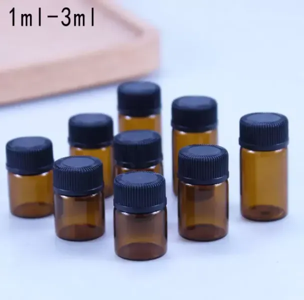 1ml 2ml 3ml 5ml Amber Glass Oil Bottle Perfume Sample Tubes Bottles Small Empty Glass Bottle Home Fragrances Diffusers