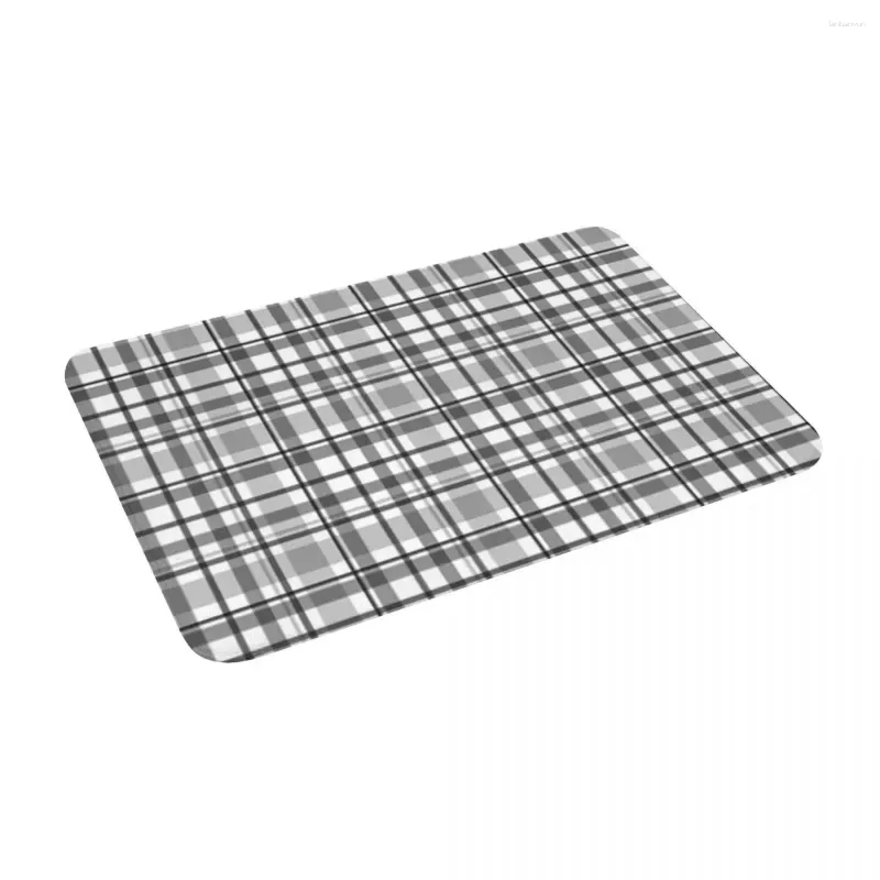 Carpets Gray Plaid 24" X 16" Non Slip Absorbent Memory Foam Bath Mat For Home Decor/Kitchen/Entry/Indoor/Outdoor/Living Room