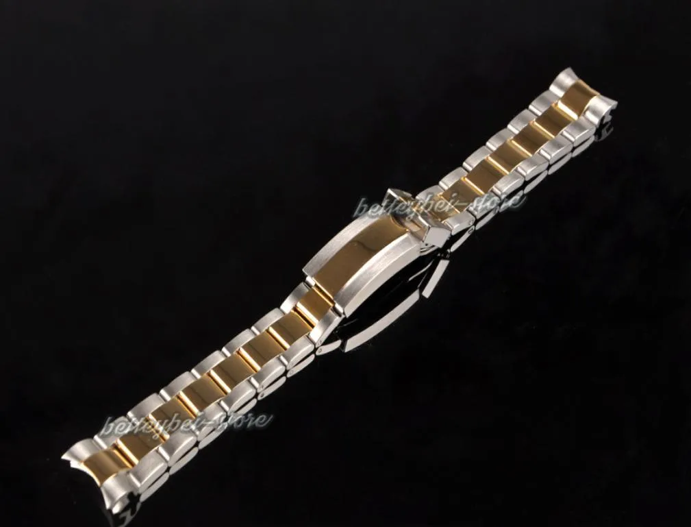 20mm New intermediate gold polished and brushed stainless steel Curved end watch band strap Bracelets for Oysterflex SUB Bracelet 1264291