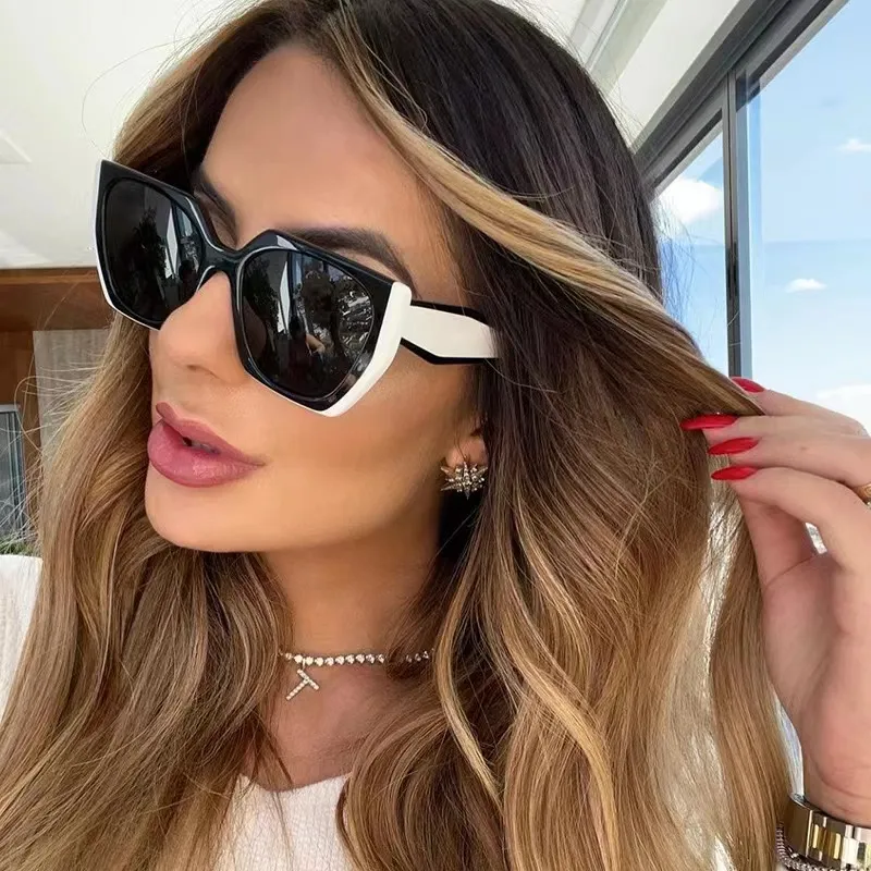 Mode Katzenaugen Sonnenbrillen Dreieck Weite Beine Übergroße Sonnenbrille für Frauen Custom Sonnenbrille Großhandel