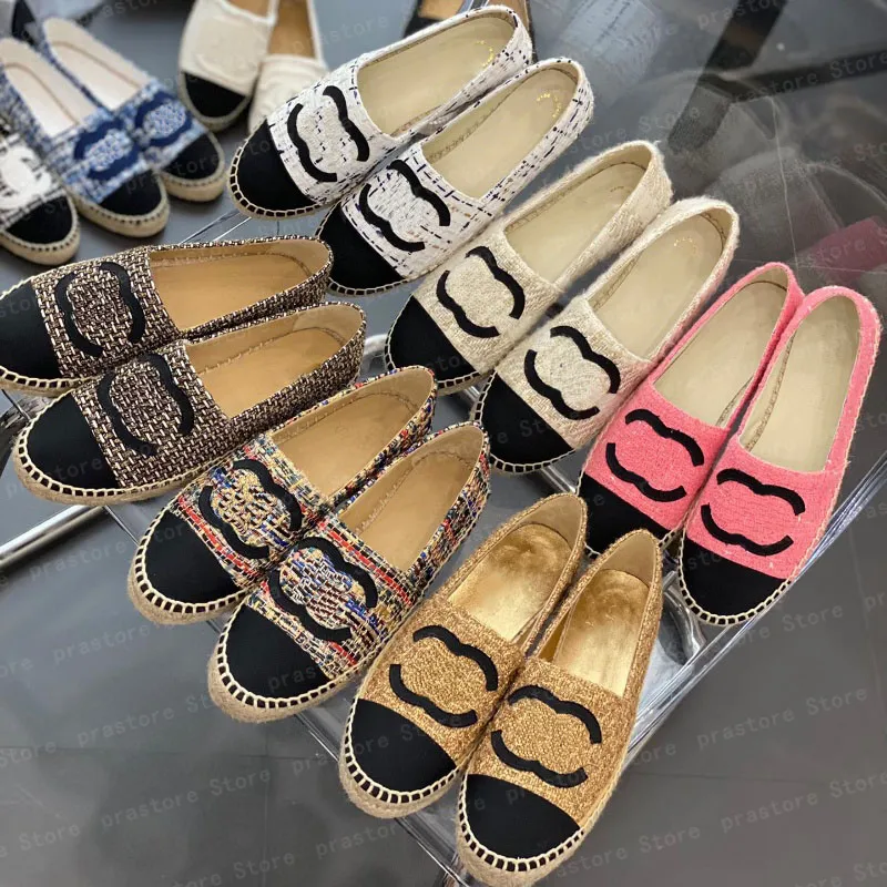 Designers casual women ballet flat Espadrilles summer luxurys genuine leather ladies beach half slippers fashion woman loafers luxe cap toe fisherman canvas shoe