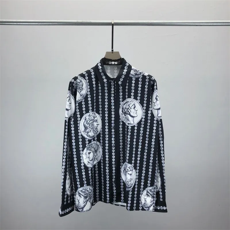 مصمم الرجال القميص غير الرسمي جودة المصمم تي شيرت كلاسيكي قميص طويل الأكمام الطويل الحروف الزهرية قميص الخريف آسيوي الحجم S-XXL Q7