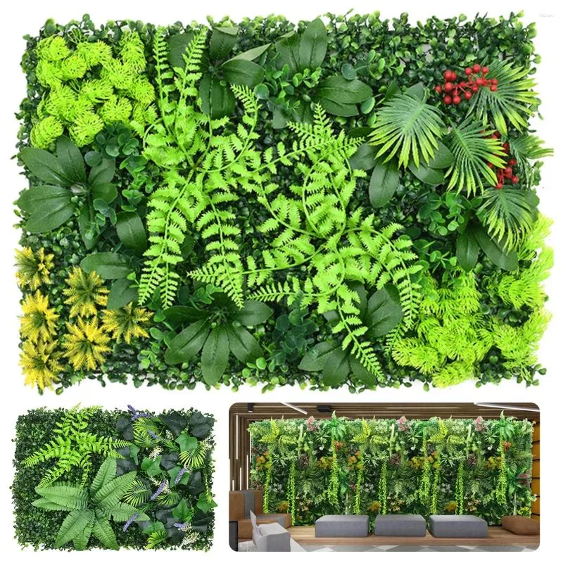 Decorative Flowers Artificial Plant Wall Decor Plastic Garden Grass Flower Wedding Backdrop Fake Hanging Fence Christmas Decoration