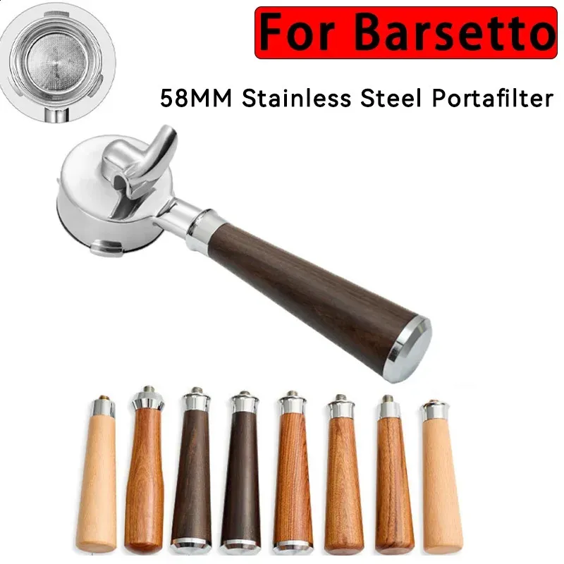 58 mm 3 Oor roestvrijstalen Portafilter voor Barsetto -koffiezetapparaat Grote filter enkele/dubbele tuitgreep koffieaccessoires 240326