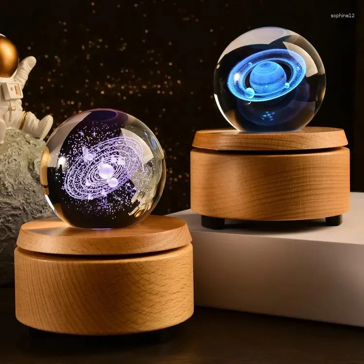 Decoratieve beeldjes Nachtlicht Melkweg Galaxy Solar System Crystal Ball Children Lamp Slaapkamer Ambiënt Creatief geschenk