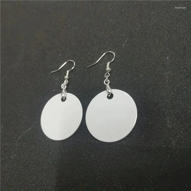 Pendientes colgantes sublimation aluminio en blanco redondo blanco 30pair/lote