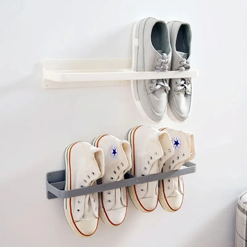 30Seamless Wall Mounted Shoe Rack Home Storage 3次元壁スリッパシェルフハイヒールスポーツシューズストレージラック