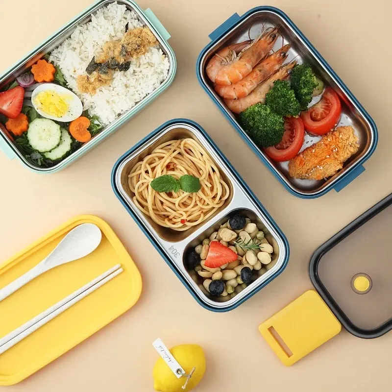 Boîte à lunch mignonne en acier inoxydable pour enfants Boîtes de rangement de récipient alimentaire