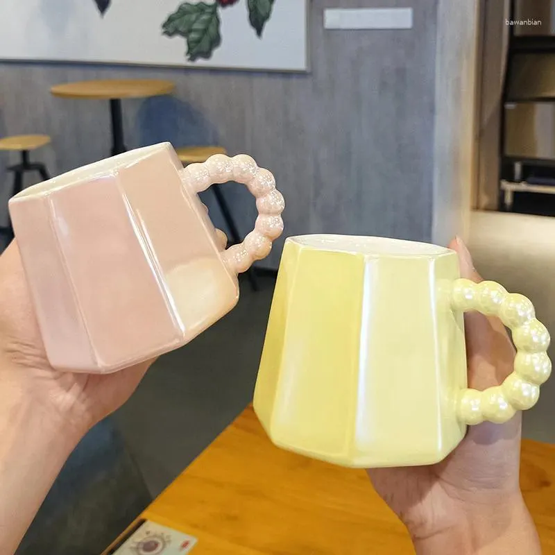 Mokken 420 ml eenvoudige keramische mok student paar waterbeker Valentijnsdag cadeau huiskantoor melk melk koffie onregelmatig gevormd