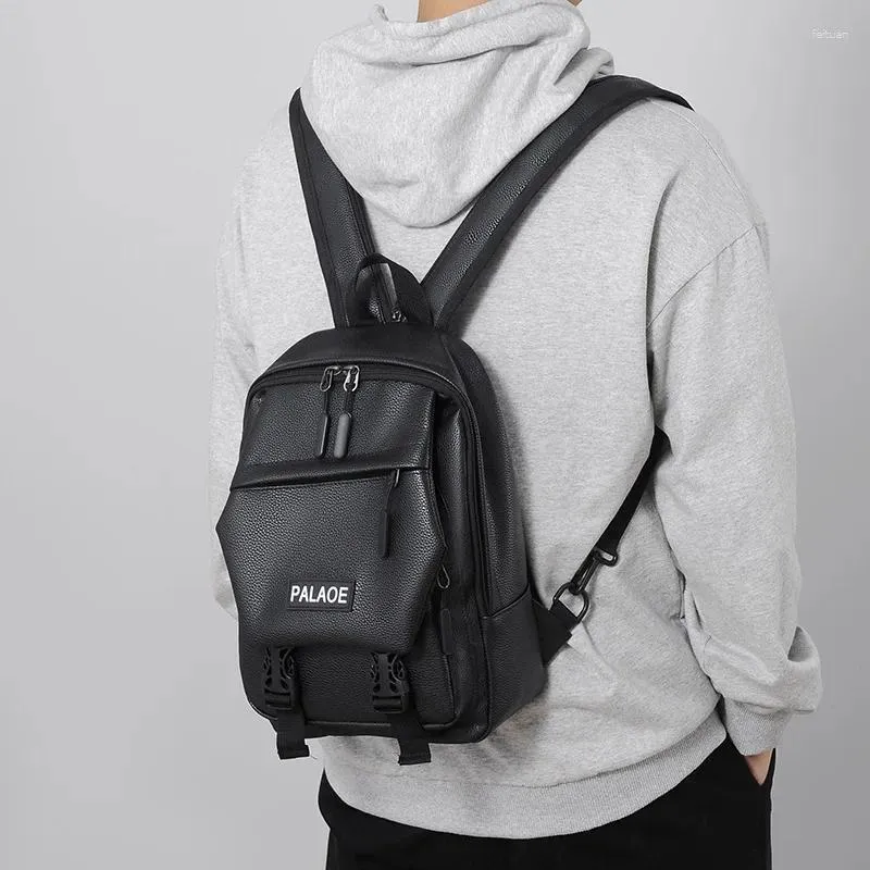 Sac à dos mini sac pour hommes fashion small homme multifonction sac à poitrine sac à école voyage masculin sac à dos masculin 2024 pU en cuir bagpack