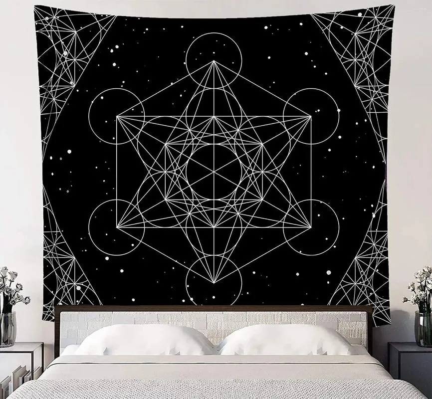 Taquestres Mandala Boho Decoração Flor da vida Parede de tapeçaria pendurada Branca Astrologia preta bruxaria Starry Moon Sun Hippie Walls