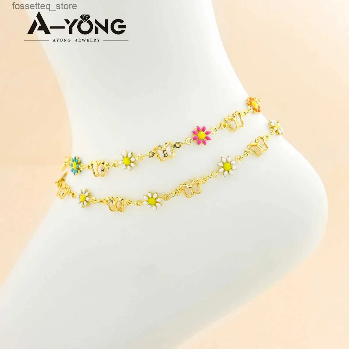 anklets ayong tassel anklet 18kゴールドメッキアフリカンアラブ女性フラワーフットリンクチェーンガールズアンクルズSジュエリーギフトl46