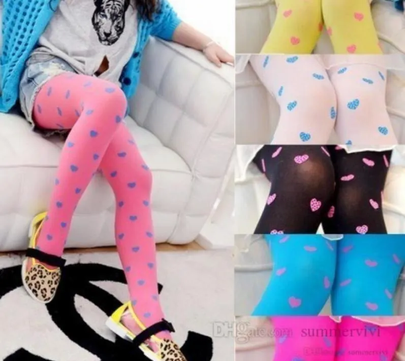 Le ragazze amano il cuore stampato Summer Kids Candy Color Color Velvet Legging traspirante Valentine039s Day Childre