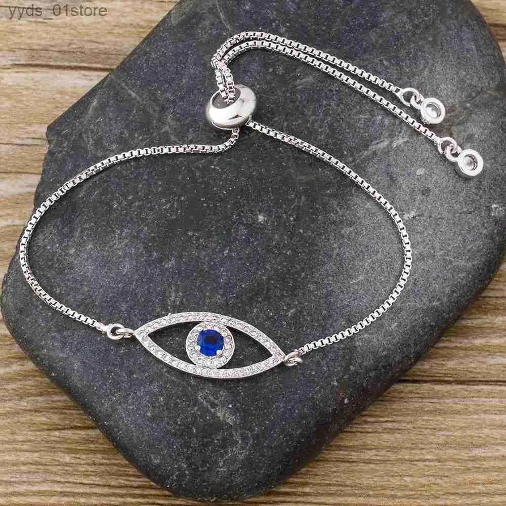 Bracelets de charme Luxury Classic Evil Eye Charme pour les femmes Princesse brillante Coup Cubic Zircon CZ Bracles ajustés Copper Jewelry Cadeau L46