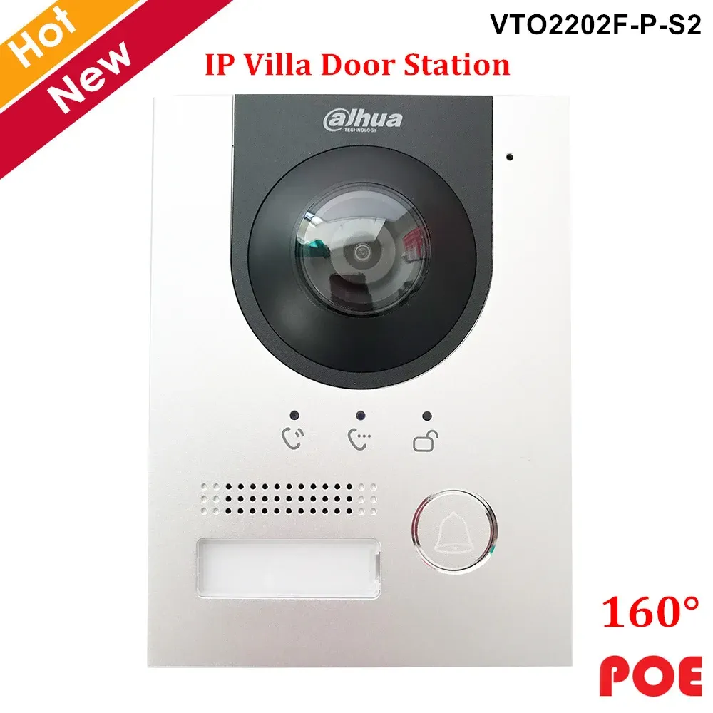 Kits Dahua IP Villa Door Station 2MP CMOS Camera Night Vision Vallindikator 160 ° Vinkelvy Support Poe Video Doorbell Accessory