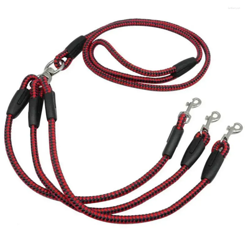 Dog Collars Pet 3 Way Nylon Woven Coupler Traction Leash Small Dogs Walking Leader Haulage Rope