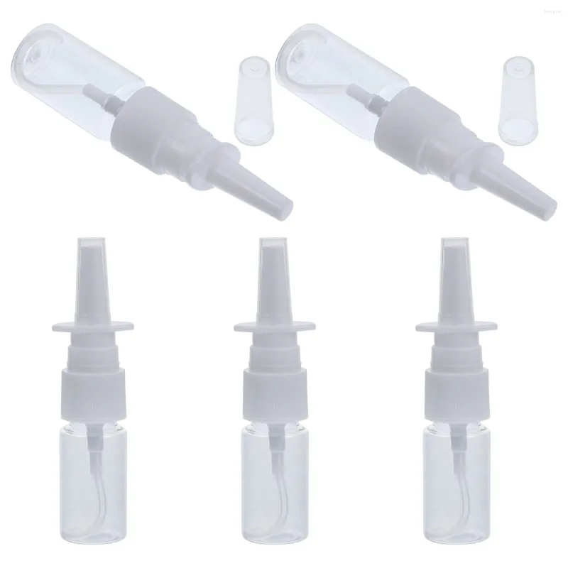 Bouteilles de rangement bouteilles nasales portables portables 10 ml de rhinite brouillard pulvérisateur transparent 5pcs Dispensateur de poudre de nez