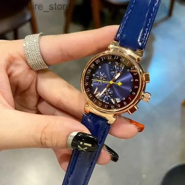 腕時計ファッションラグジュアリー女性ESトップブランドデザイナー32mmダイヤモンドダイヤルリストレザーストラップクォーツ時計