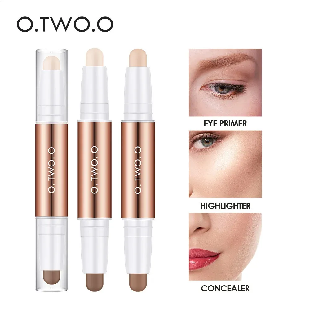 Otwoo Contour Stick Double Heads Водонепроницаемая матовая отделка Highlighters Clavicle Shadow Pen Face 3d Highlight Concealer 240327