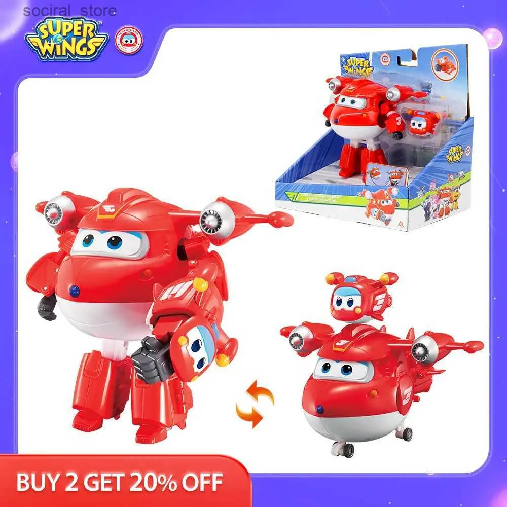 Action Toy Figures Super Wings 5 pouces Transformer un Jett suralimenté mini Magnétique Transformage Super Pet Figures d'action Déformation Kids Toys L240402