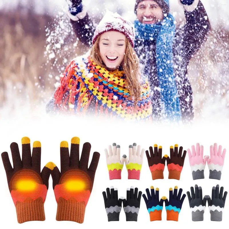 Cycling Gloves Women Men Can Enable Screen Warm Knitted Mittens Winter Keep Knitting Waves Splicing Golves Students Outdoor