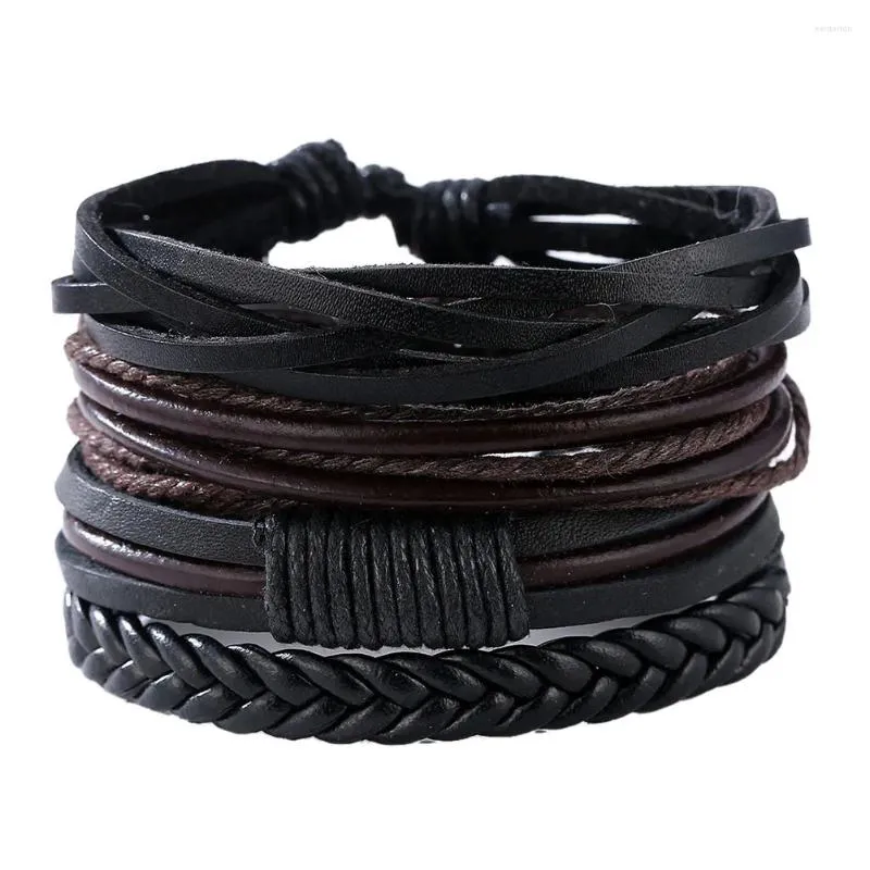 Strand Faux Leather Wrist Bracelets Handmade Retro Man Braided Art Craft Charm Ornament For Gift Daily Casual Travel