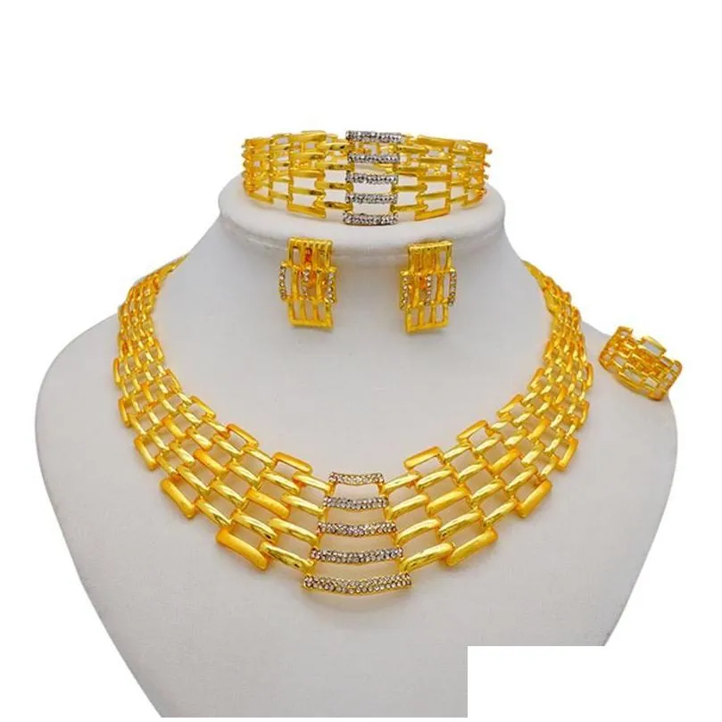 Orecchini collana squisita gioielli in oro Dubai set nuziale nuziale nigeriano per gli accessori per donne perle africane costume dhiou dhyou