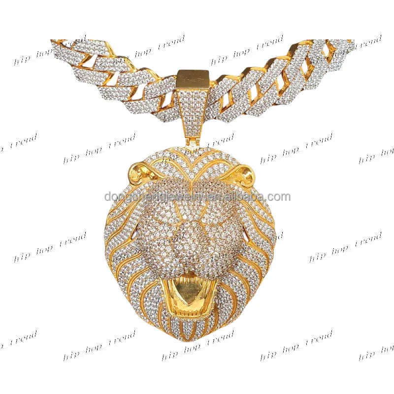 Pass the diamond test pen Jewelry Hip Hop Moissanite Diamond 925 Silver Sterling 18k Gold Iced Out Ieopard Pendant