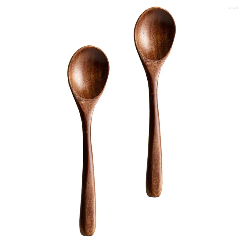 Cucharas 2 pcs cuchara de madera pequeña mini cucharadas para niños sopa de sopa para niños ensalada para niños portátiles