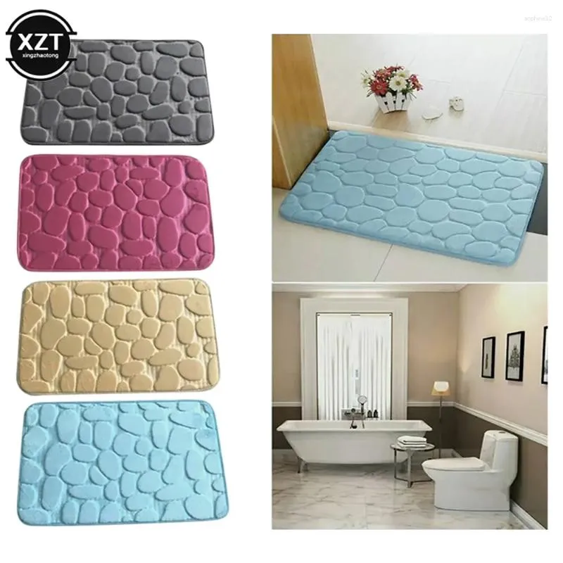 Banyo Paspasları 1 PCS Cobblestone Kabartmalı Banyo Mat Slip Olmayan Halılar Yıkama Havzası Küvet Halı Duş Odası Kapatma Hafıza Köpük Pad Taraf