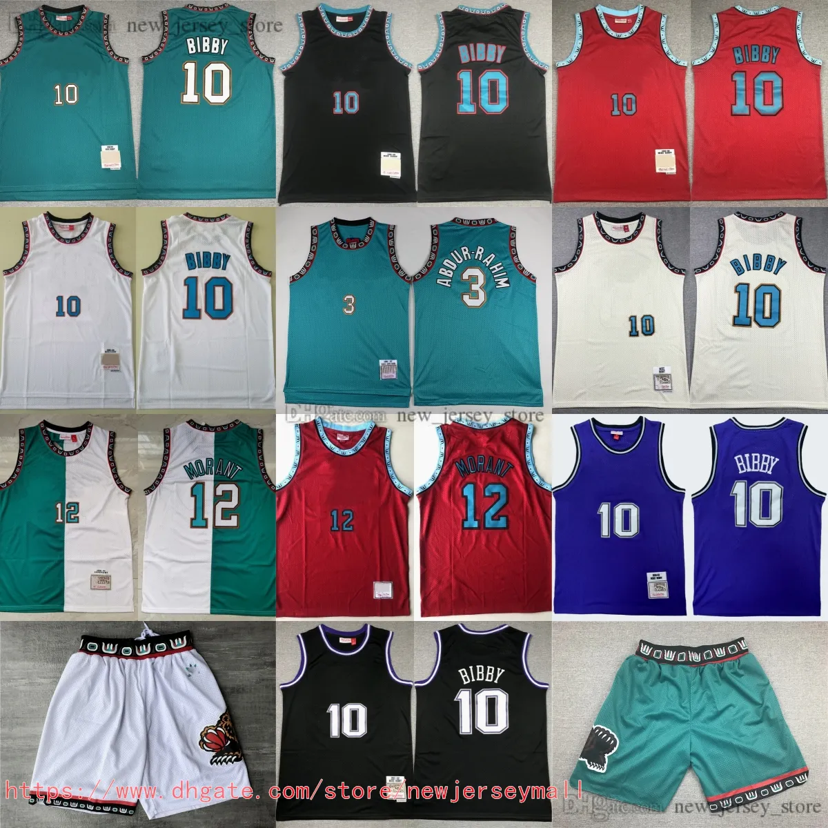Classic Retro 1996-97 Basketball 3 Shareef Abdur-Rahim Jersey Shortback Classic 1998-99 Vintage 10 Mike Bibby Jersey Short 12 Ja Morant Oddychane koszulki sportowe